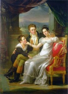 Portrait Of A Family In An Interior, A Landscape Beyond by Guillaume Francois Colson