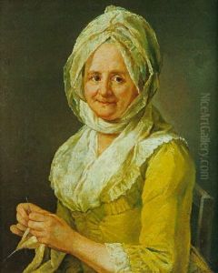 Portrait De Femme Brodant by Guillaume Francois Colson