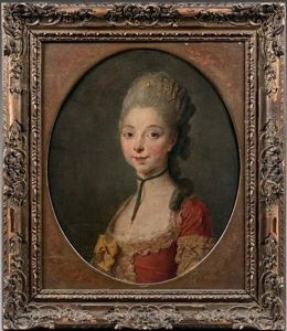 Portrait De Jeune Femme A La Robe Rouge by Jean Francois Gilles Colson