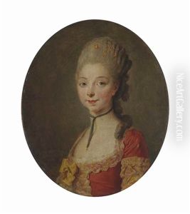 Portrait De Jeune Femme Au Noeud Jaune by Jean Francois Gilles Colson