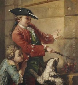 L'action, Un Jeune Garcon Mettant Le Feu A Un Canon Miniature by Jean Francois Gilles Colson