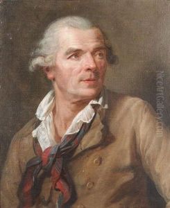 Portrait Of A Gentleman, Bust-length, In A Buff Coloured Coat With A White Chemise And A Blue And Red Neckerchief