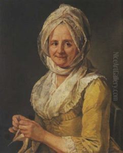 Portrait De Femme Tricotant