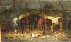 Chevaux A L'ecurie by Gustav Colsoulle