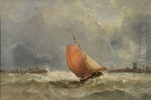 A Fishing Boat In Choppy Waters Off A Jetty