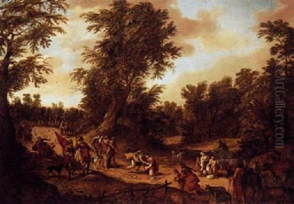 A Wooded Landscape With The Reconciliation Of Jacob And Esau - view 1