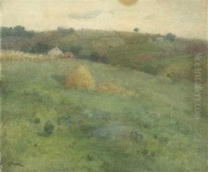 Haystack And Rolling Hills by Charlotte Buell Coman
