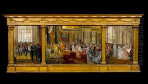 Wedding Of King Alfonso Xiii Of Spain With Vicoria Eugenie Of Battenberg (triptych) by Juan Comba y Garcia