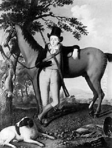 Portrait Of A Hunter In A Landscape by Joseph Combette