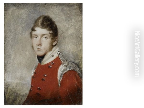 Lieutenant William Swiny Of The 6th Regiment Of The Light Company, Wearing Scarlet Coat With Pale Yellow Standing Collar And Silver Epaulettes, Black Stock - view 1