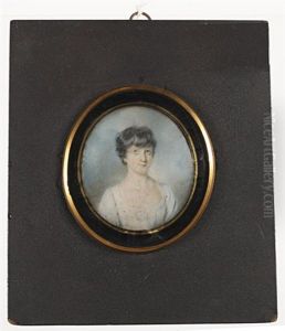 Eleanor, Viscountess Lismore (nee Butler) (d. 1859), Wearing White Dress And Gold Hoop Earring, Her Raven Hair Cropped Short