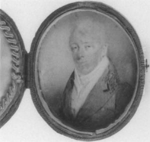A Gentleman Wearing Grey-green Coat, Cream Waistcoat And White Stock by John Comerford
