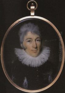 A Gentleman In Black Velvet Jacket Slashed To Reveal White, Small Gold-coloured Buttons And White Ruff, His Hair Powdered