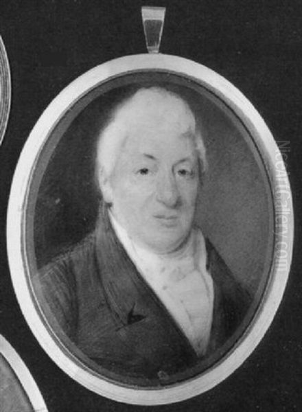 A Gentleman Wearing Brown Coat, White Waistcoat, Frilled Cravat And Tied Stock - view 1