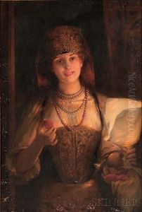 Woman With A Basket Of Plums by Leon Francois Comerre