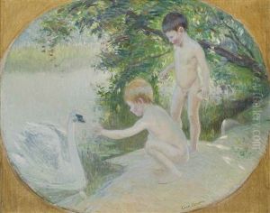 Feeding A Swan by Leon Francois Comerre