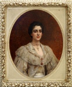 Portrait Of A Lady, Half-length In A Cream Dress
