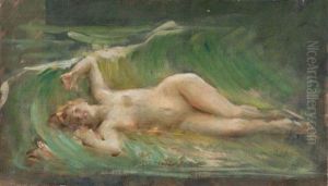 La Vague, Nu Allonge by Leon Francois Comerre