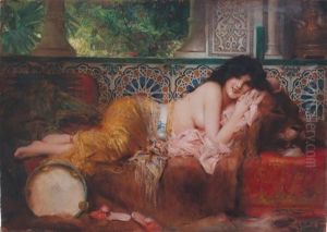 Orientale Allongee Dans Un Palais by Leon Francois Comerre