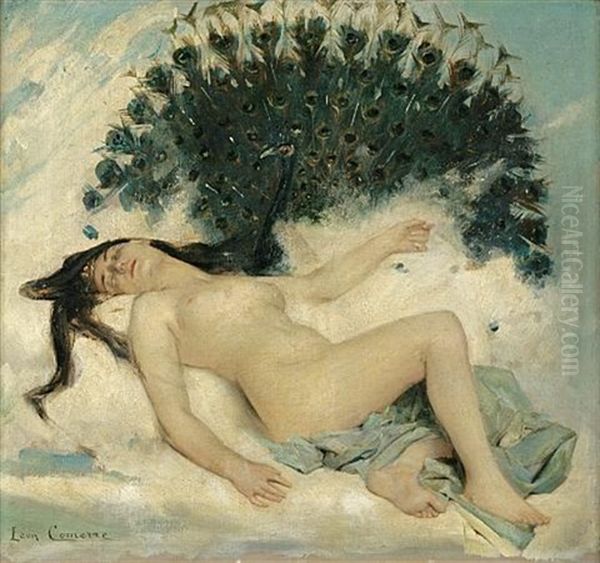 Sleeping Woman With A Peacock - view 1