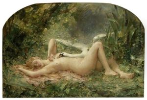 Leda And The Swan by Leon Francois Comerre