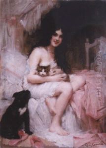 Femme Avec Son Chien Et Son Chat Femme Avec Son Chien Et Son Chat