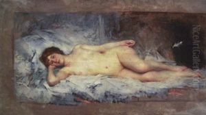 Nu Au Collier De Perles by Leon Francois Comerre