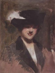 Femme Au Chapeau Noir by Leon Francois Comerre