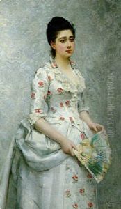 Jeune Femme A L'eventail by Leon Francois Comerre