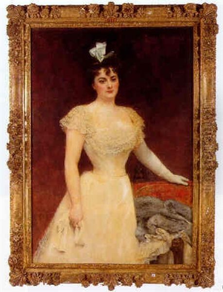 Portrait De Femme En Robe Blanche - view 1