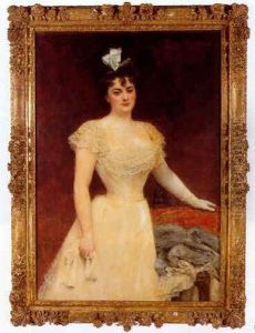 Portrait De Femme En Robe Blanche by Leon Francois Comerre