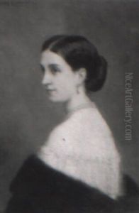 Portrait Of A Lady Wearing A Pearl Choker And Drop Earrings