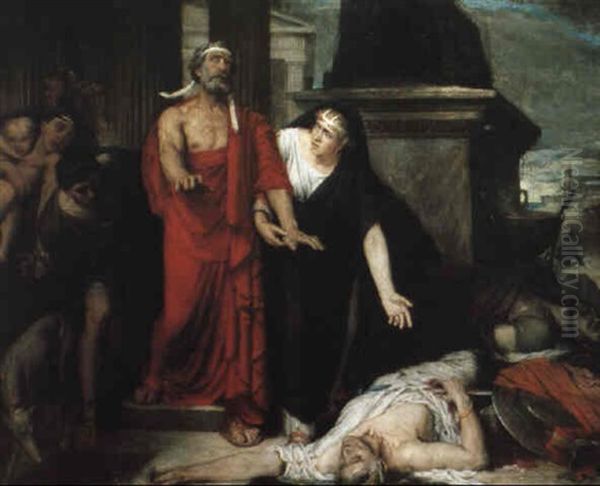 Oedipe Conduit Par Sa Fille Antigone A Thebes - view 1