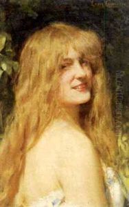 Jeune Fille Au Cheveux Longs by Leon Commere