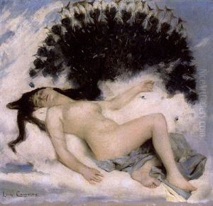 An Odalisque With A Peacock by Leon Commere