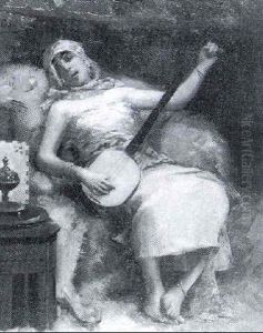 La Musicienne A La Jupe Rose by Leon Commere