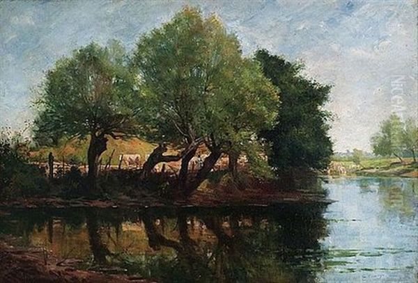 Vaches Au Pre En Bord De Riviere - view 1