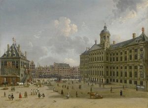 Amsterdam, A View Of Dam Square, Towards The Kalverstraat With The Town Hall To The Right, And The Waag To The Left