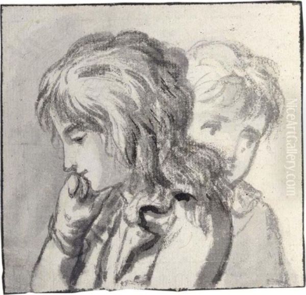Study Of The Heads Of Two Children - view 1