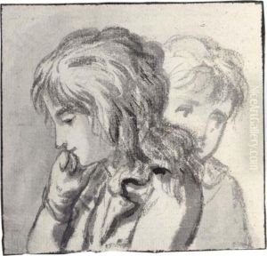 Study Of The Heads Of Two Children by Anthony Andriessen