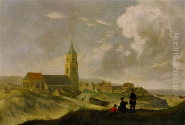 Dorf Mit Kirche In Hollandischer Dunenlandschaft - view 1