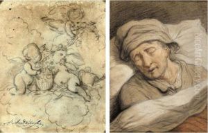 A Pair Of Studies: A Sleeping Man And A Sleeping Woman, With Studies Of Putti On The Versos Of Both Sheets by Anthony Andriessen