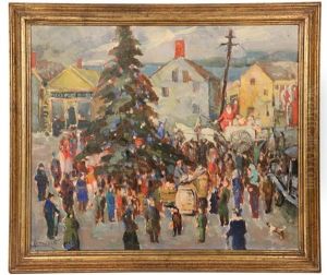 Santa's Arrival At Rockport Dock Square by Maurice Compris