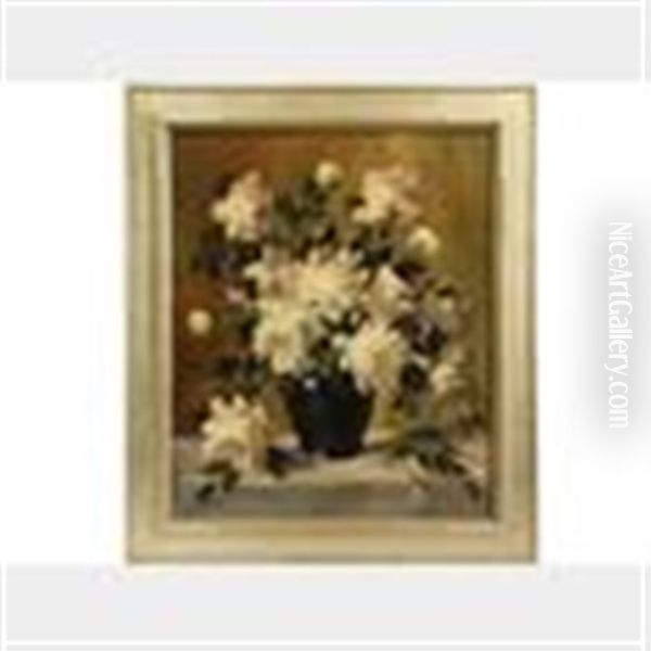 Still Life Of Peonies In A Cobalt Vase - view 1