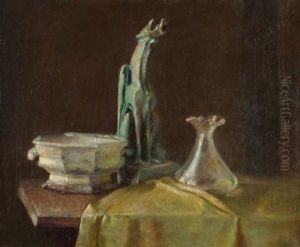 Still Life With Gargoyle Figurine And Vase And Compote