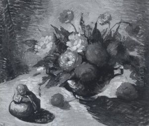 Still Life With Flowers And Figurine by Maurice Compris