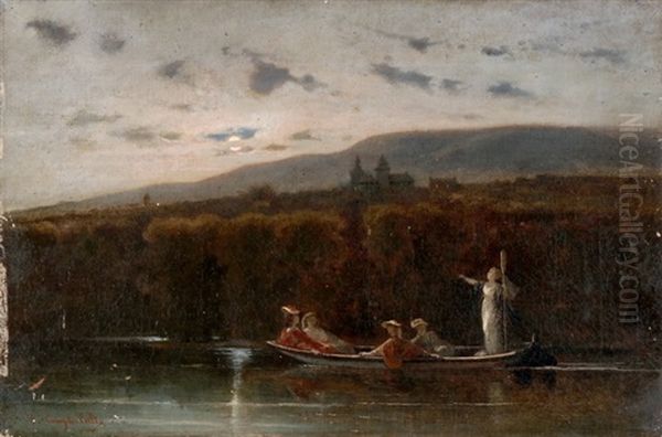 Elegante Damen In Einem Boot Bei Mondschein - view 1