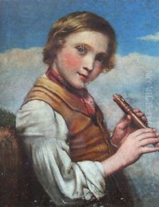 A Young Boy With A Recorder by Charles Compton