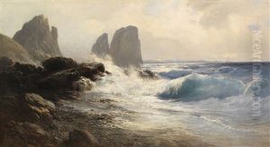 Die Faraglioni-felsen Vor Der Kuste Von Capri by Edward Theodore Compton