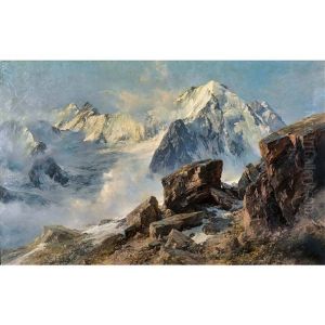 Aiguille D'argentiere With Tour Noir, Aiguille Verte And Saleina Glacier by Edward Theodore Compton
